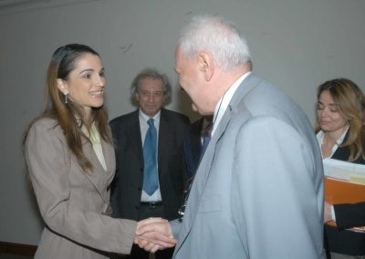 Missione del Sindaco Albertini in Medio Oriente, marzo 2006.  Janiki Cingoli con Sua Maestà la Regina Rania di Giordania,