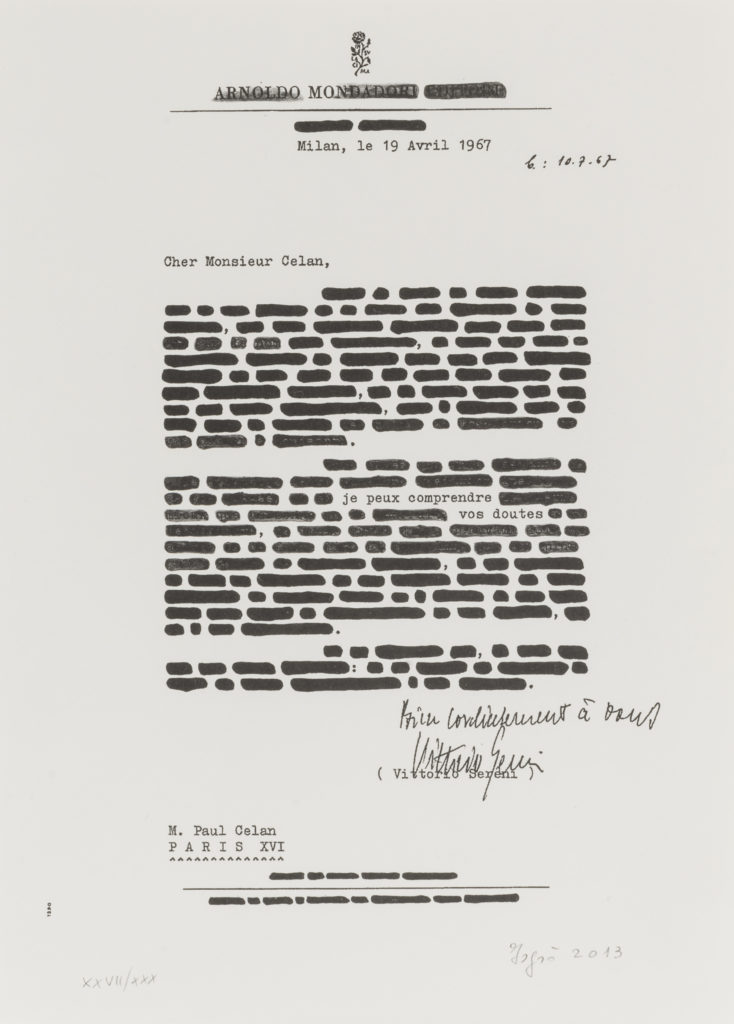 Emilio ISGRÒ, Lettera di Paul Celan, 2013, esmeplare 27/30, Litografia, cm 30x21